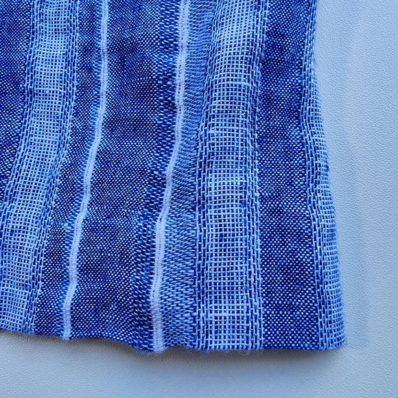 H&M Linen Blend Shorts Women's Blue White Striped Zip Button 3.5" In Size 4 - Picture 2 of 9